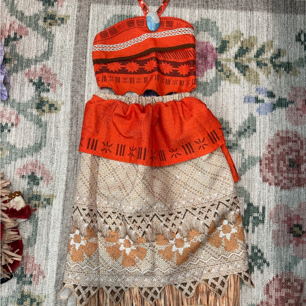 Moana Orange and Tan Patterned shirt and top set